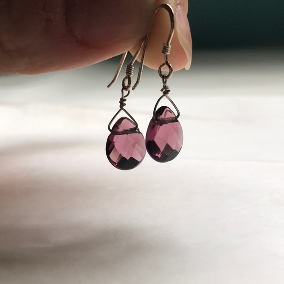 Jewelry - Sterling silver amethyst dangle drop earrings